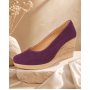 Pantofi dama mov din piele naturala intoarsa cu talpa tip pana de 7 cm P50MOV